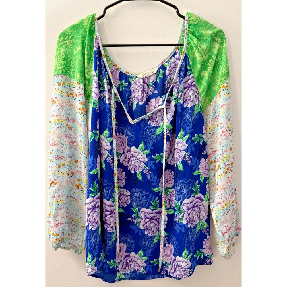Hippie Boho Shabby Chic Blouse Top Women's Large L Pioneer Woman Floral